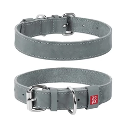 Waudog Classic bőr nyakörv, 30-39 cm, szürke Waudog Classic bőr nyakörv, 30-39 cm, szürke