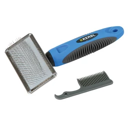 KERBL nagy fémkefe, fésűvel 16x9 cm  KERBL nagy fémkefe, fésűvel 16x9 cm