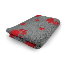 Vet Bed csúszásmentes fekhely szürke piros mancs-csillag 150x100 cm-es Vet Bed csúszásmentes fekhely szürke piros mancs-csillag 150x100 cm-es