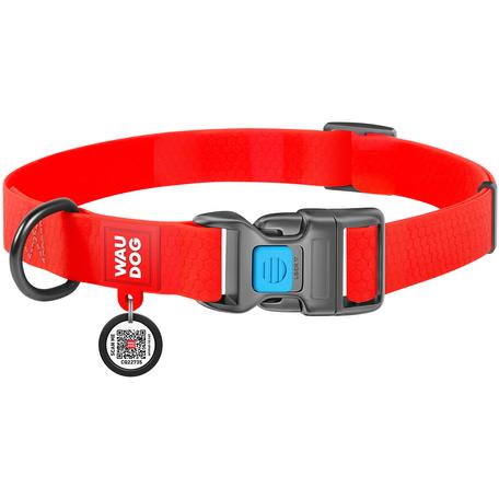 Waudog műanyag csatos vízálló nyakörv, 25 mm széles,31-49 cm hosszú, piros