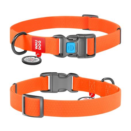 Waudog műanyag csatos vízálló nyakörv, 25 mm széles,31-49 cm hosszú, narancs