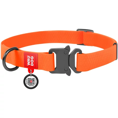 Waudog gyorskioldású csatos vízálló nyakörv, 25 mm széles, 31-49 cm hosszú, narancssárga