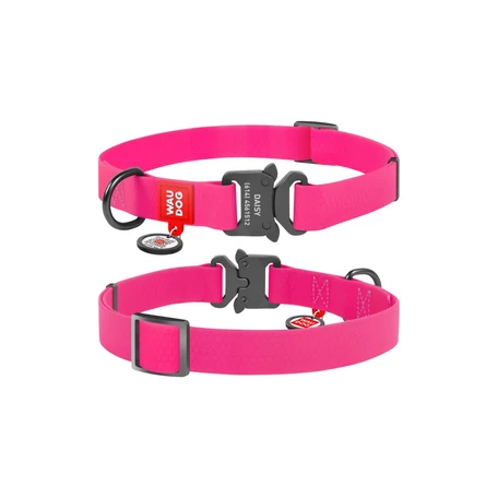 Waudog gyorskioldású csatos vízálló nyakörv, 15 mm széles,23-35 cm hosszú, rózsaszín